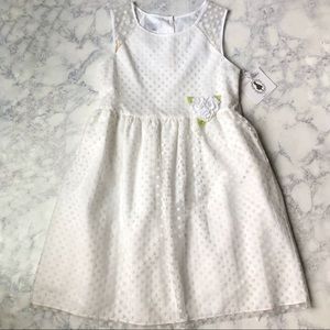 Special occasion kids ivory white polka dot dress